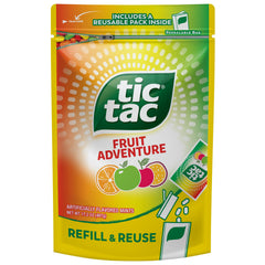 Tic Tac Fruit Adventure bulk bag 17.2 oz for on-the-go freshness with refill capability.