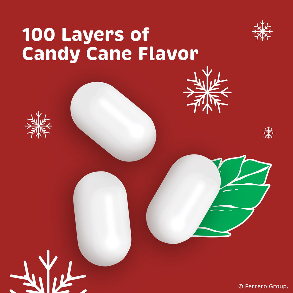Close-up of Tic Tac Naughty or Nice mints, highlighting 100 layers of flavor