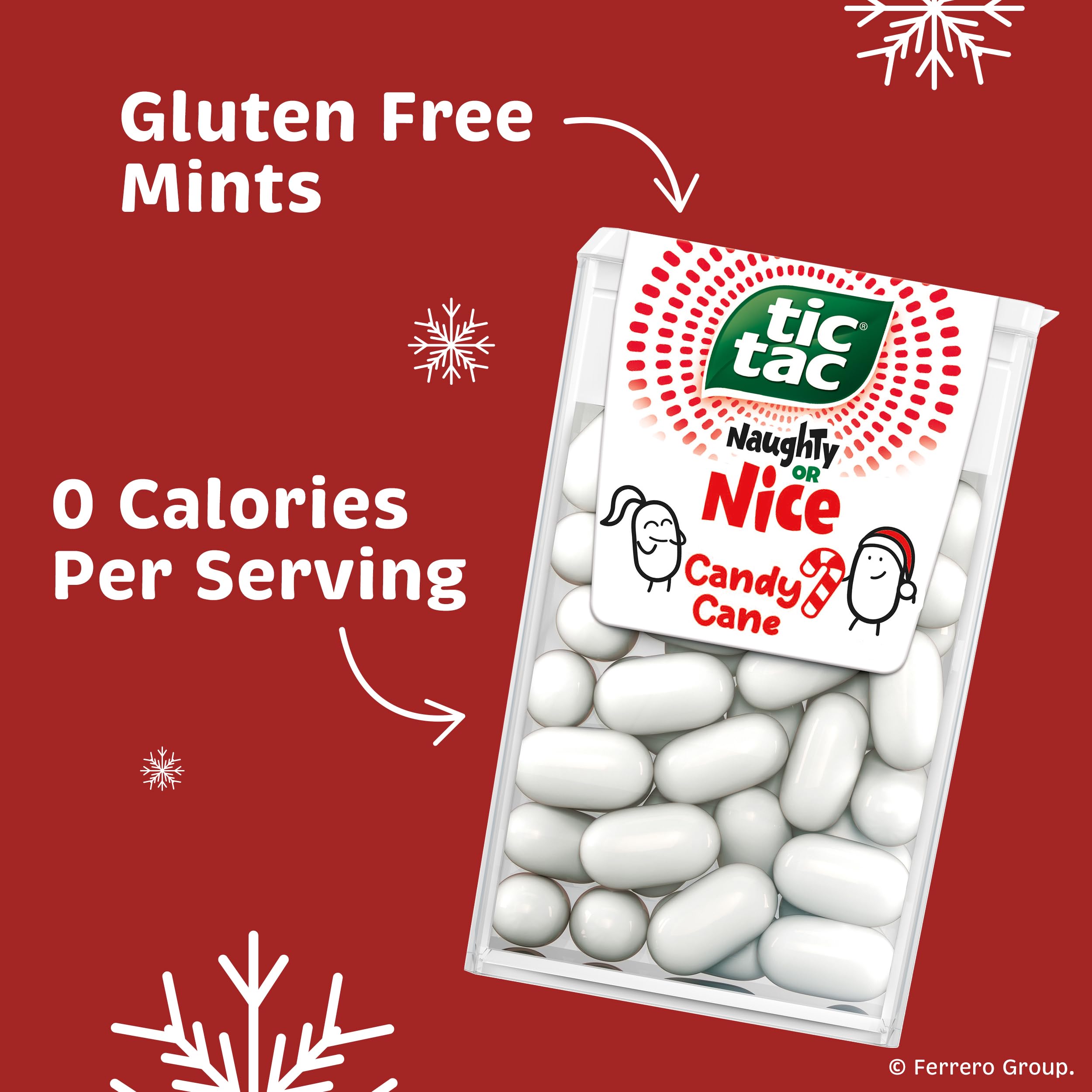 Tic Tac Naughty or Nice Candy Cane mints in a pocket-pack, perfect for on-the-go