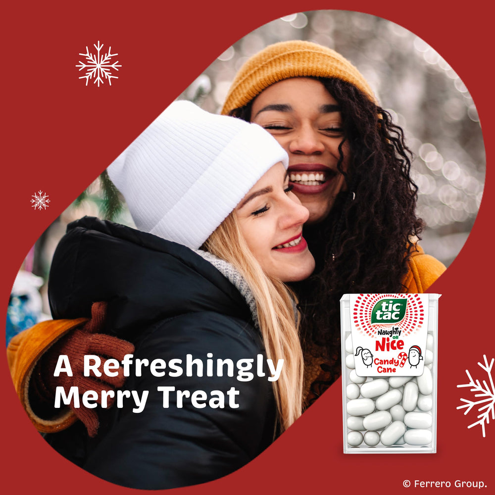 Gluten-free Tic Tac Candy Cane mints label on 2.9-ounce pack