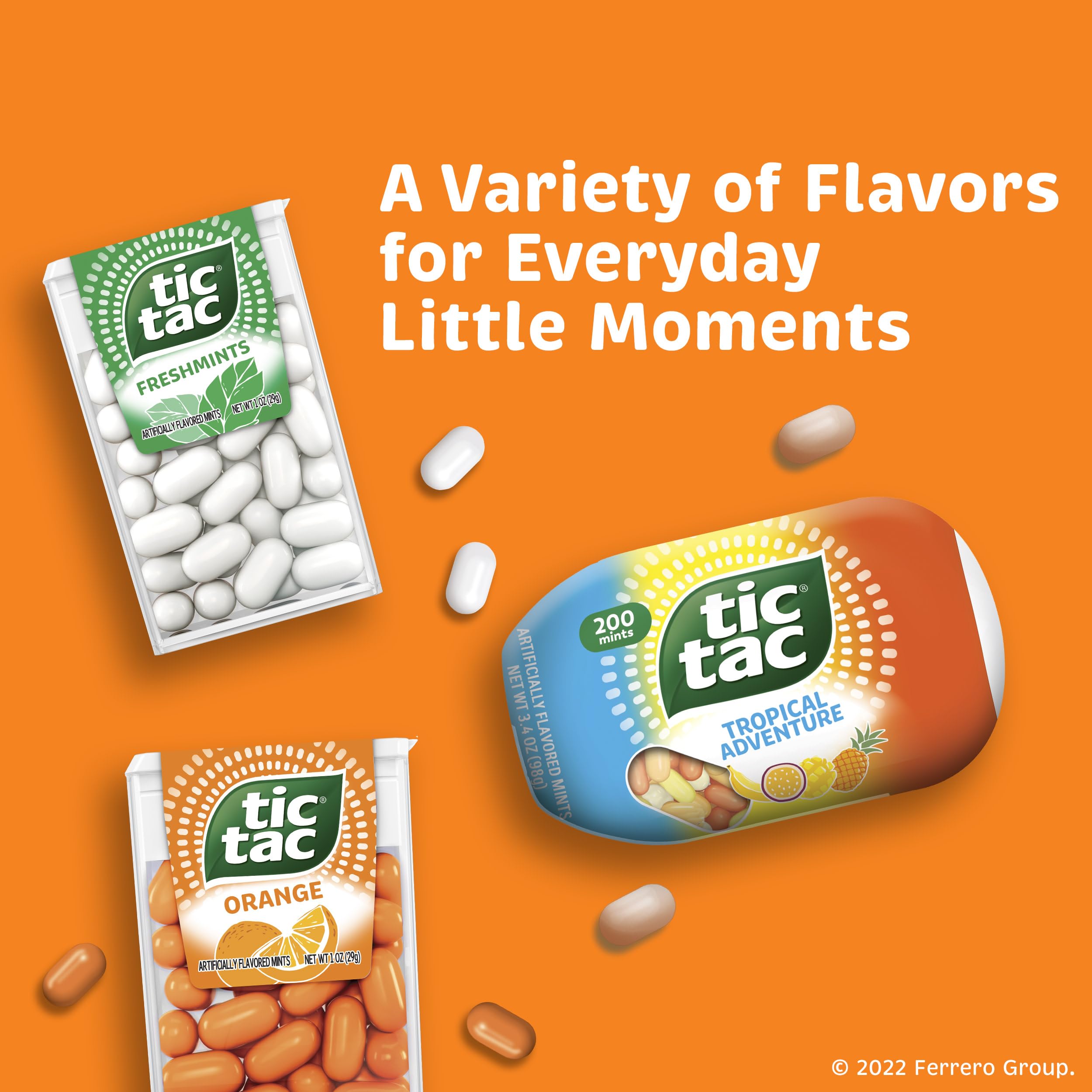 On-the-go Tic Tac Orange mint pack fits in purse or pocket for quick refreshment