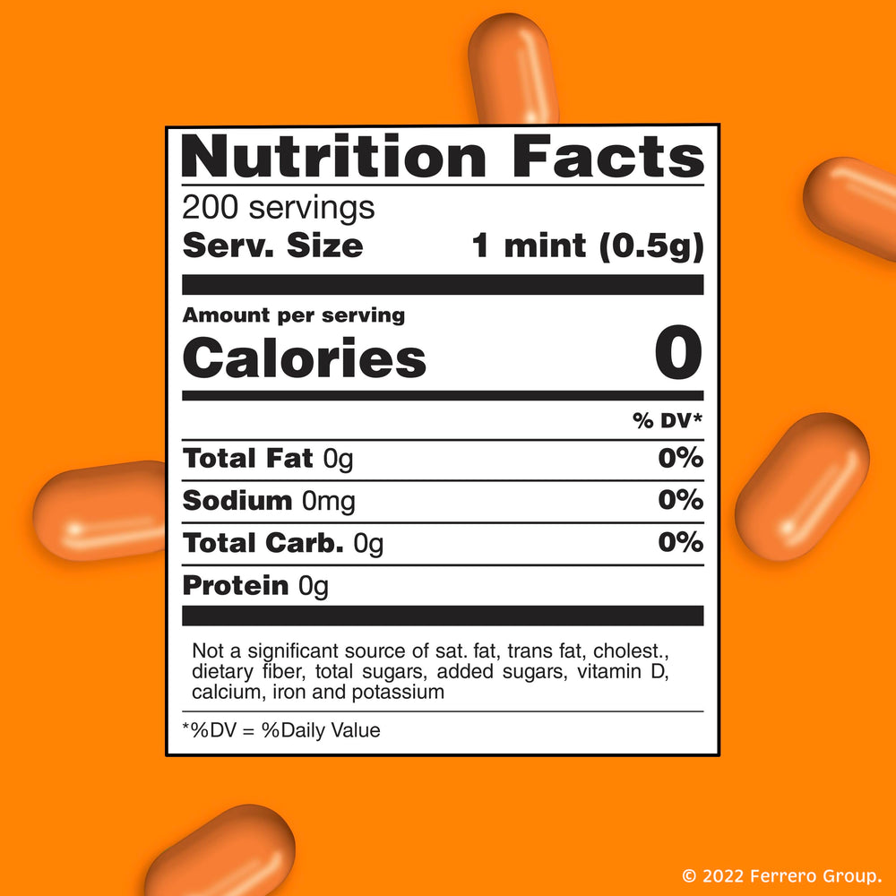 Tic Tac Orange Mints tabletop display invites sharing and freshness.