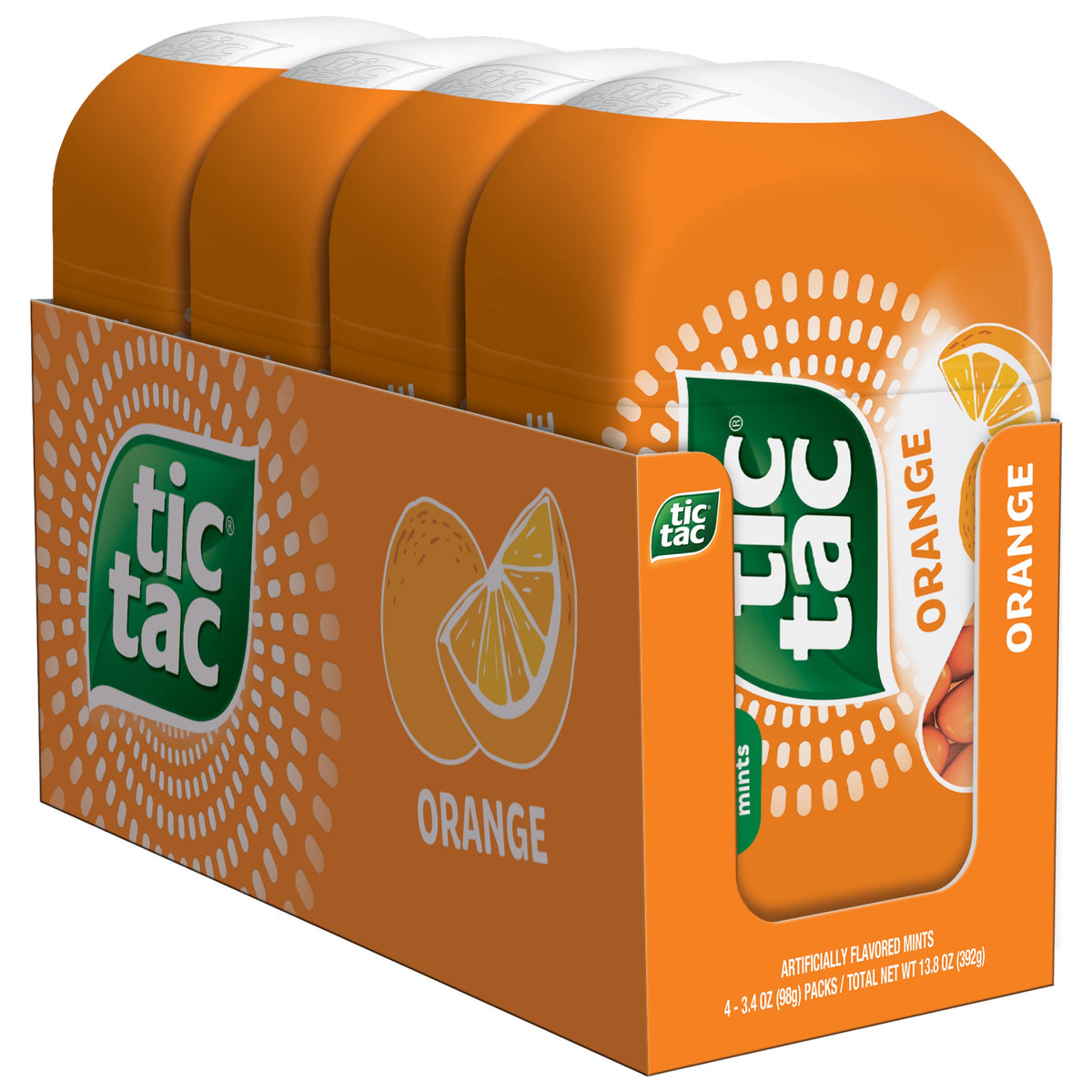 Tic Tac Orange pocket-pack mints for on-the-go refreshment and sharing.