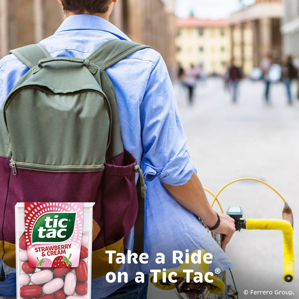Tic Tac Strawberry & Cream mints beside coffee for after-coffee refreshment.