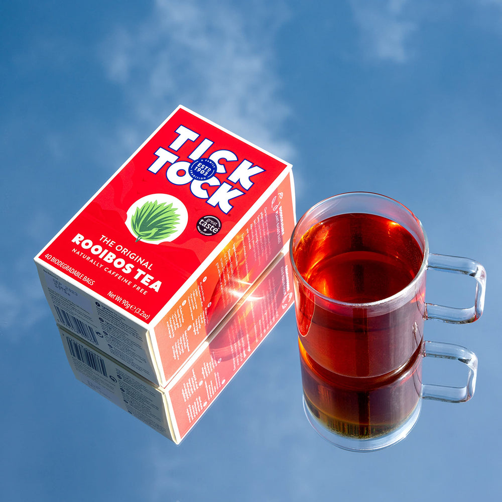 Tick Tock 80-count-pack displayed for daily tea ritual