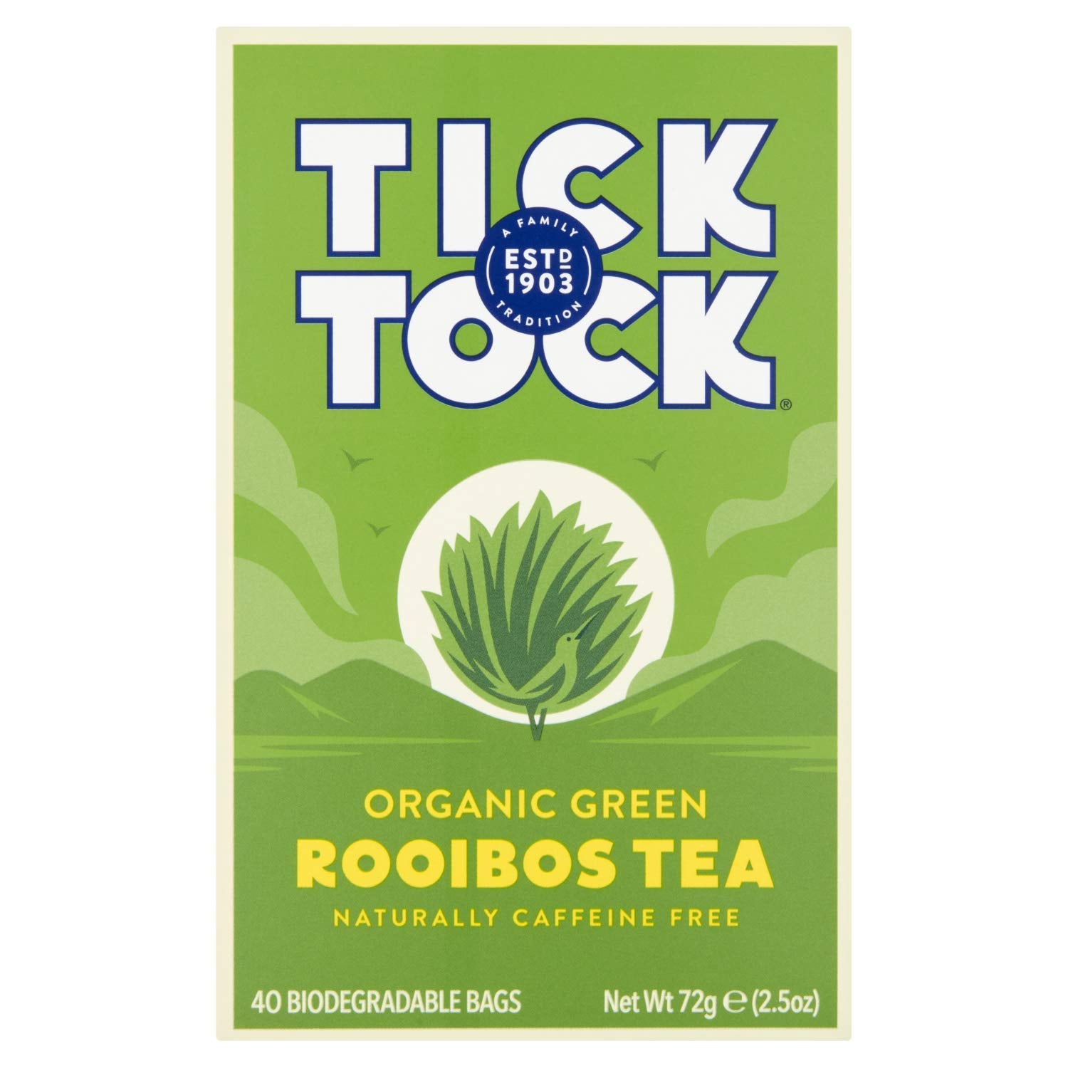 Tick Tock Organic certification label signals purity and ethics.
