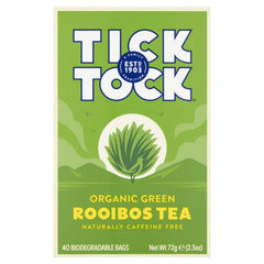 Tick Tock Organic certification label signals purity and ethics.