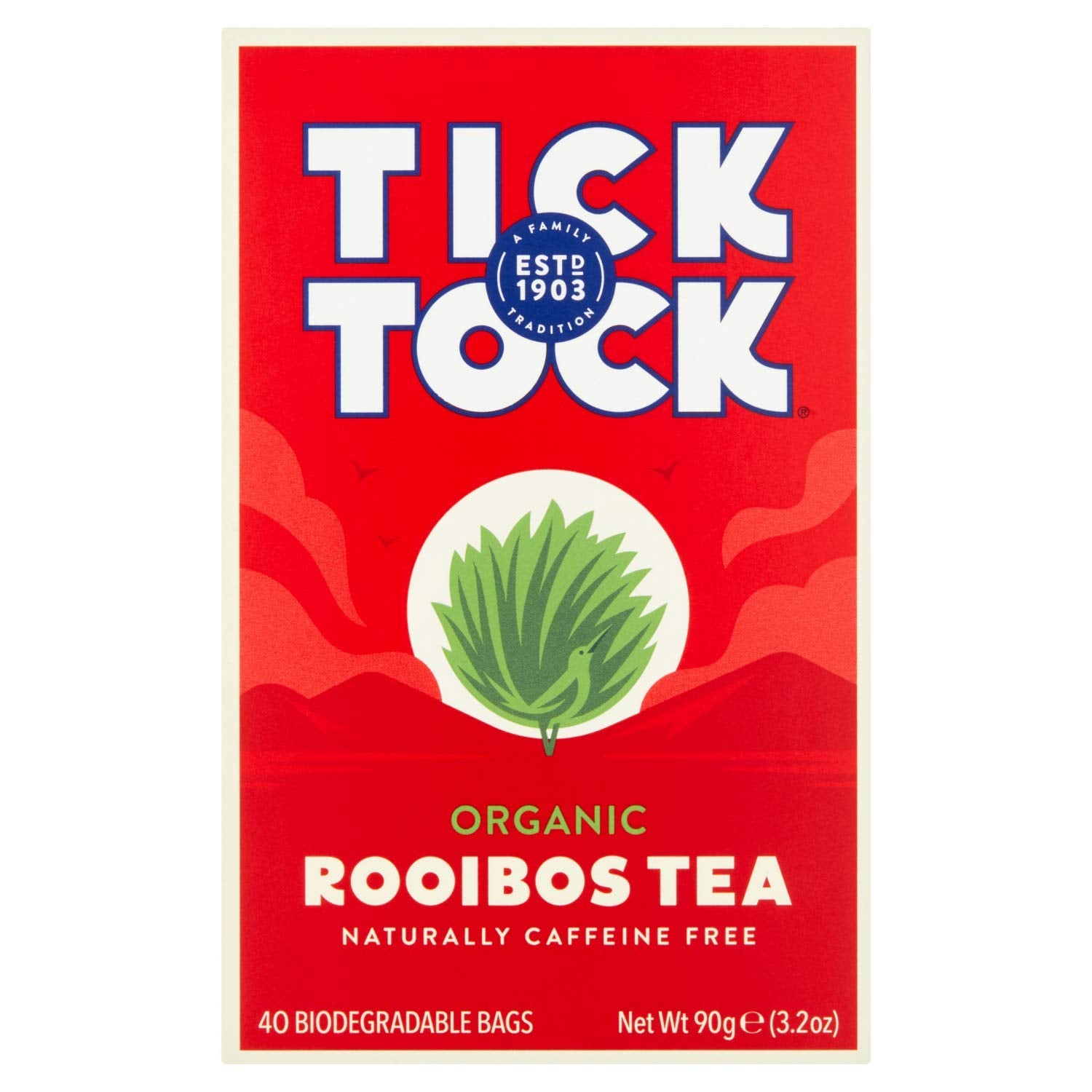 Tick Tock Organic Rooibos cup showing deep amber color and full flavor.