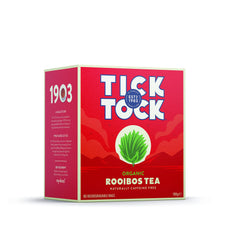Tick Tock rooibos-tea-bags ready for a caffeine-free soothing cup