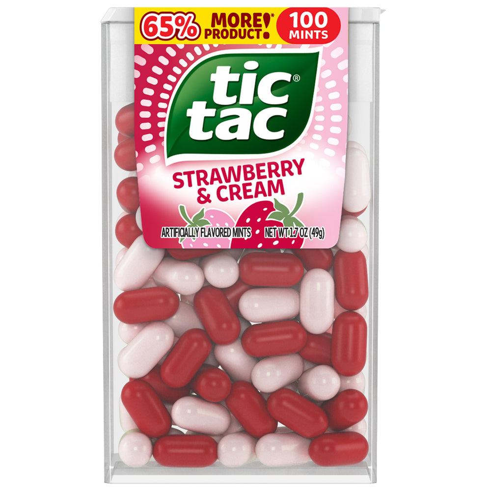 Tic Tac Strawberry & Cream pocket display demonstrates quick refresh after meals.