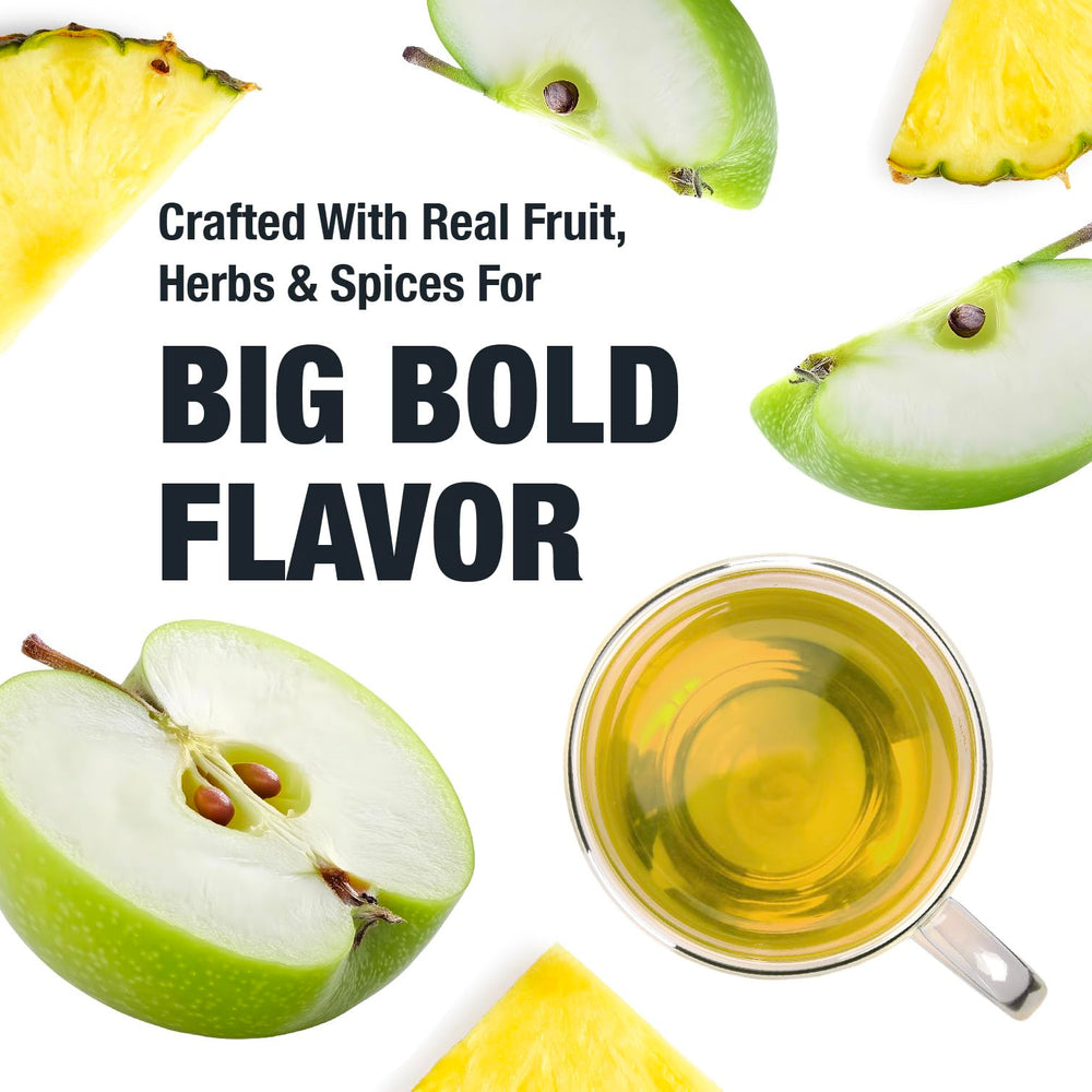 Tiesta Tea Sour Green Apple hot tea with steam inviting a tart, refreshing aroma
