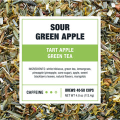 Tiesta Tea Sour Green Apple refillable tin shown, designed to keep tea fresh and ready to brew