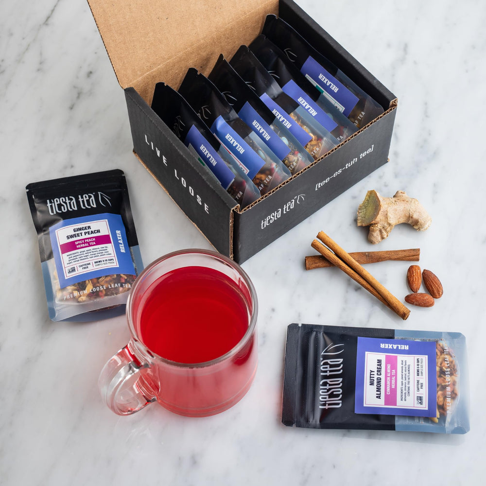 Tiesta Tea Ginger Sweet Peach delivers fruity warmth with a gentle spice note.