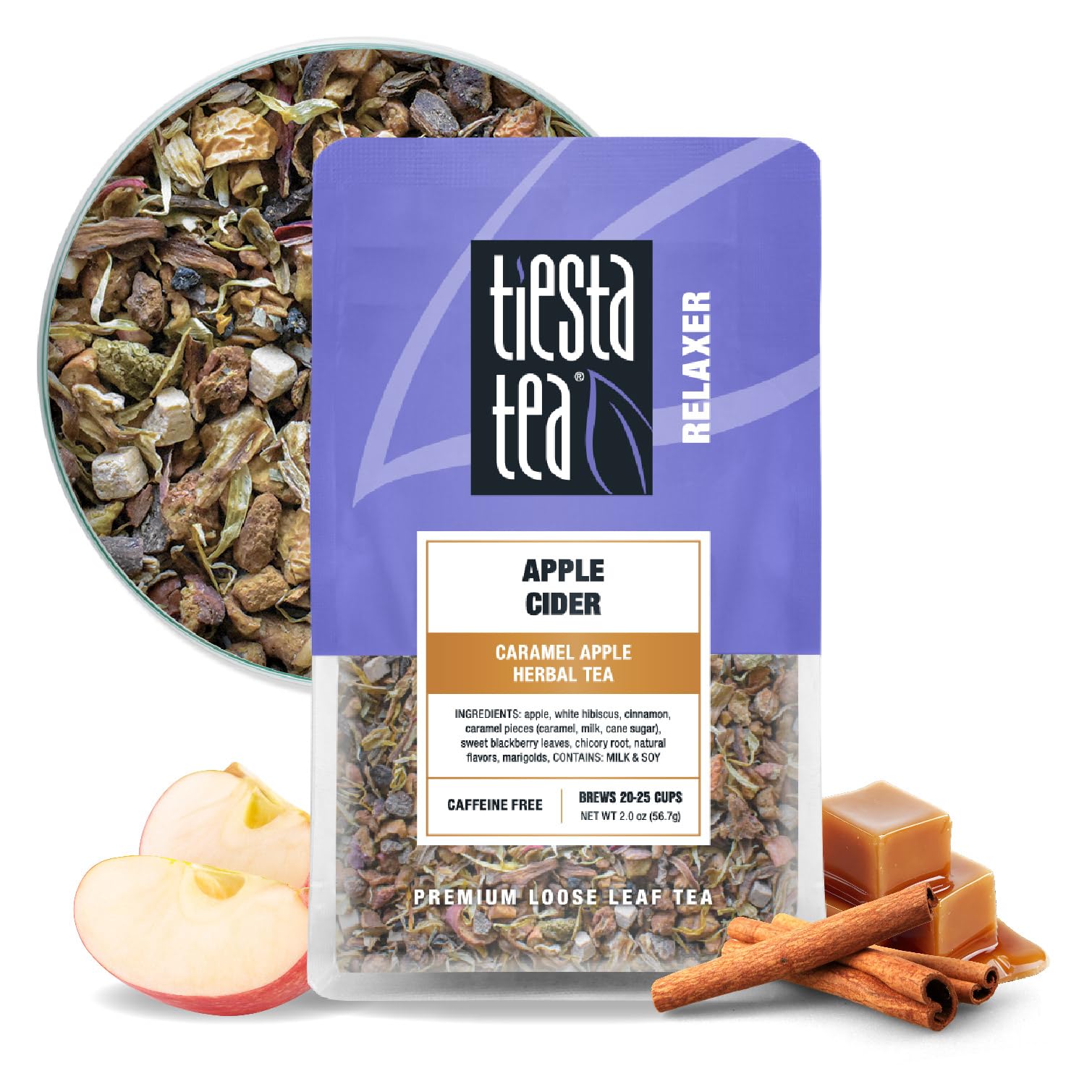 Tiesta Tea Apple Cider loose leaf blend with caramel notes, ideal for cozy tea moments.