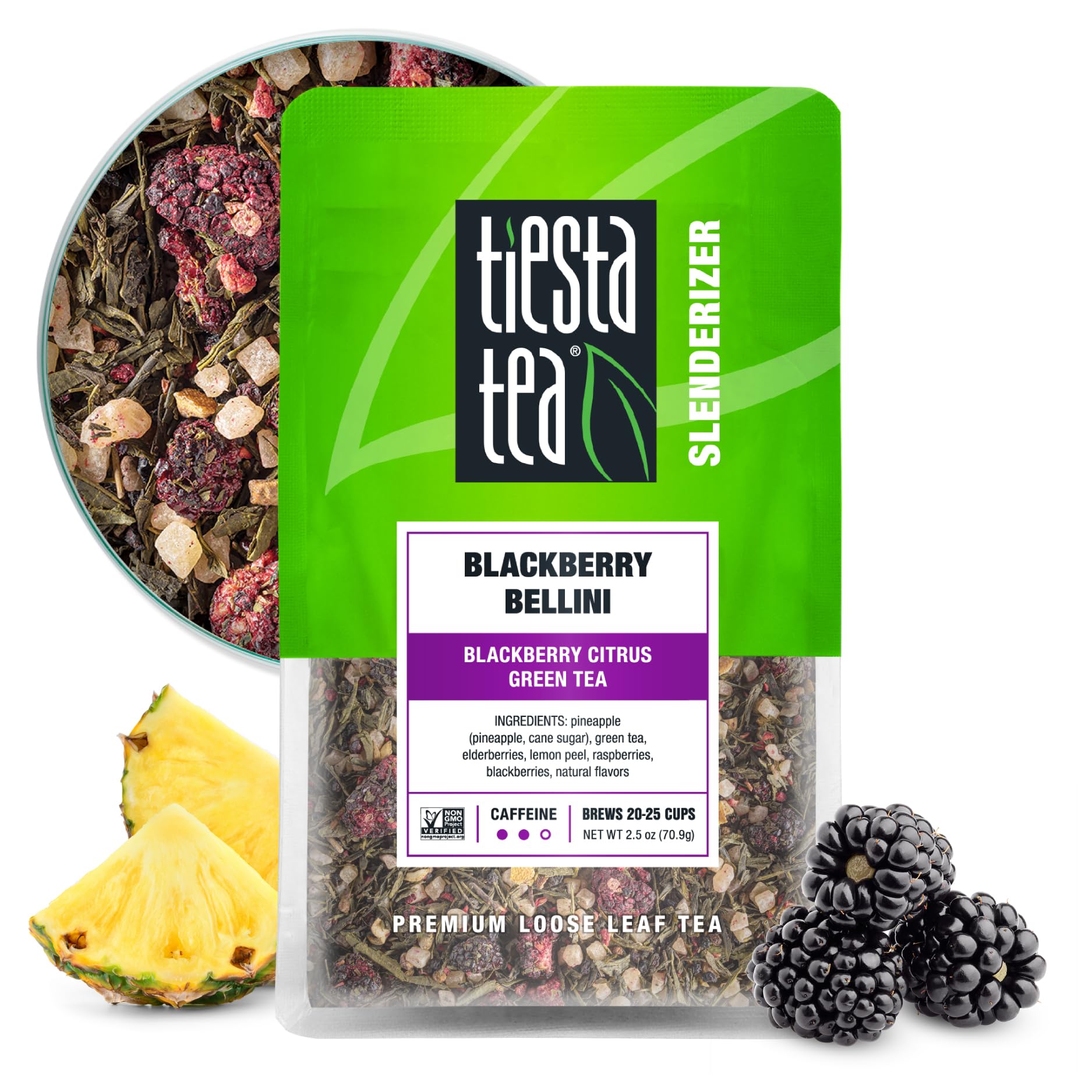 Tiesta Tea Blackberry Bellini pack—premium loose leaf blend ready to brew