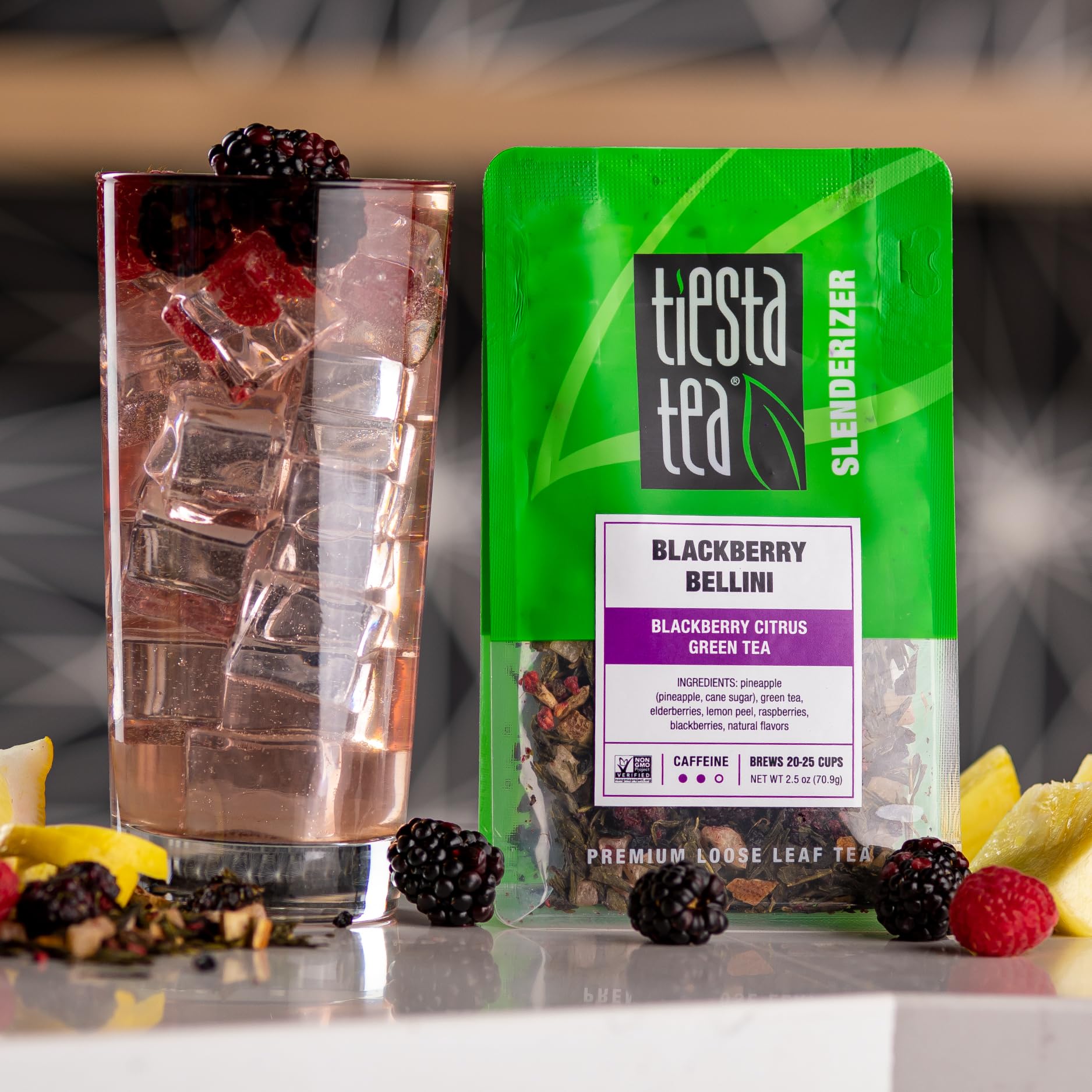 Tiesta Tea Blackberry Citrus Green Tea cup—fresh berry and citrus flavors