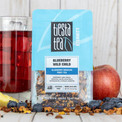 Tiesta Tea Blueberry Wild Child loose leaf in scoop, premium blend for rich flavor