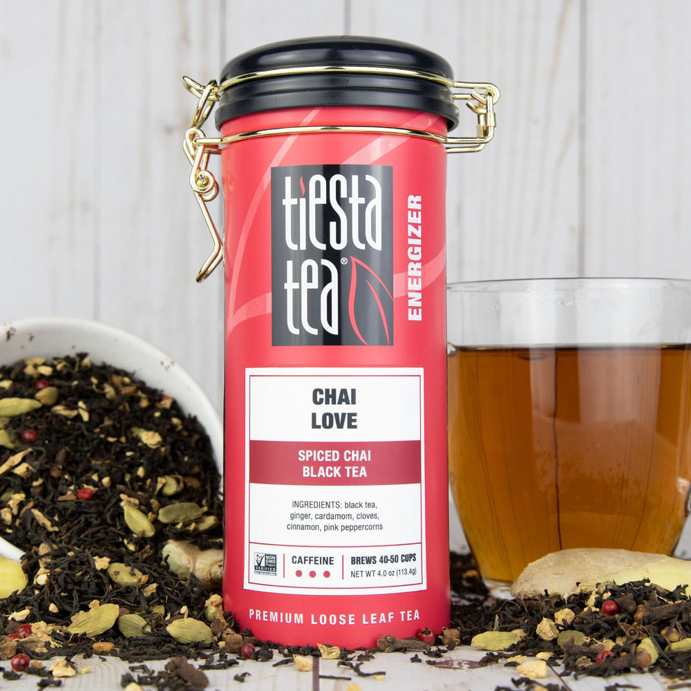 Tiesta Tea Chai Love loose leaves close-up showing premium spices