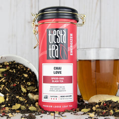 Tiesta Tea Chai Love loose leaves close-up showing premium spices