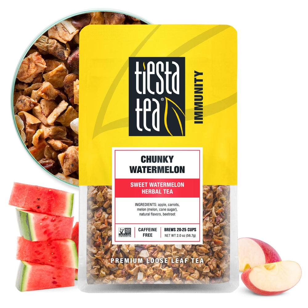 Tiesta Tea Chunky Watermelon loose leaf tea ready for a soothing hot cup.