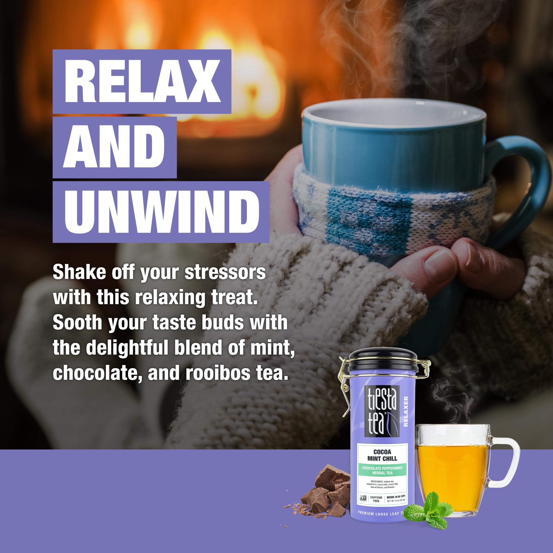 Brewing Cocoa Mint Chill in hot water for a rich 5–7 minute steep