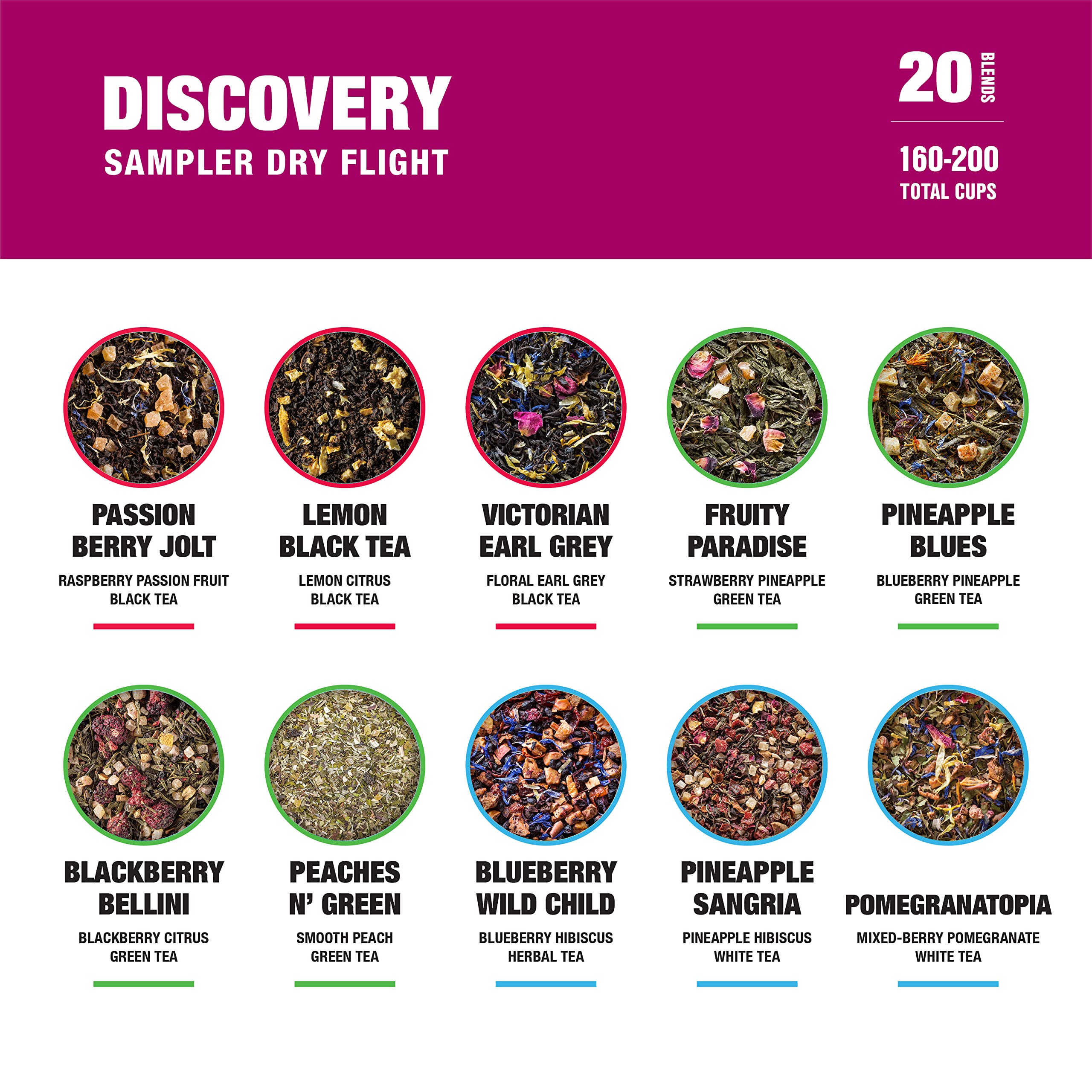 Tiesta Tea Discovery Sampler pouch open shows resealable packaging for freshness.