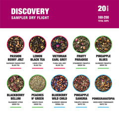 Tiesta Tea Discovery Sampler pouch open shows resealable packaging for freshness.