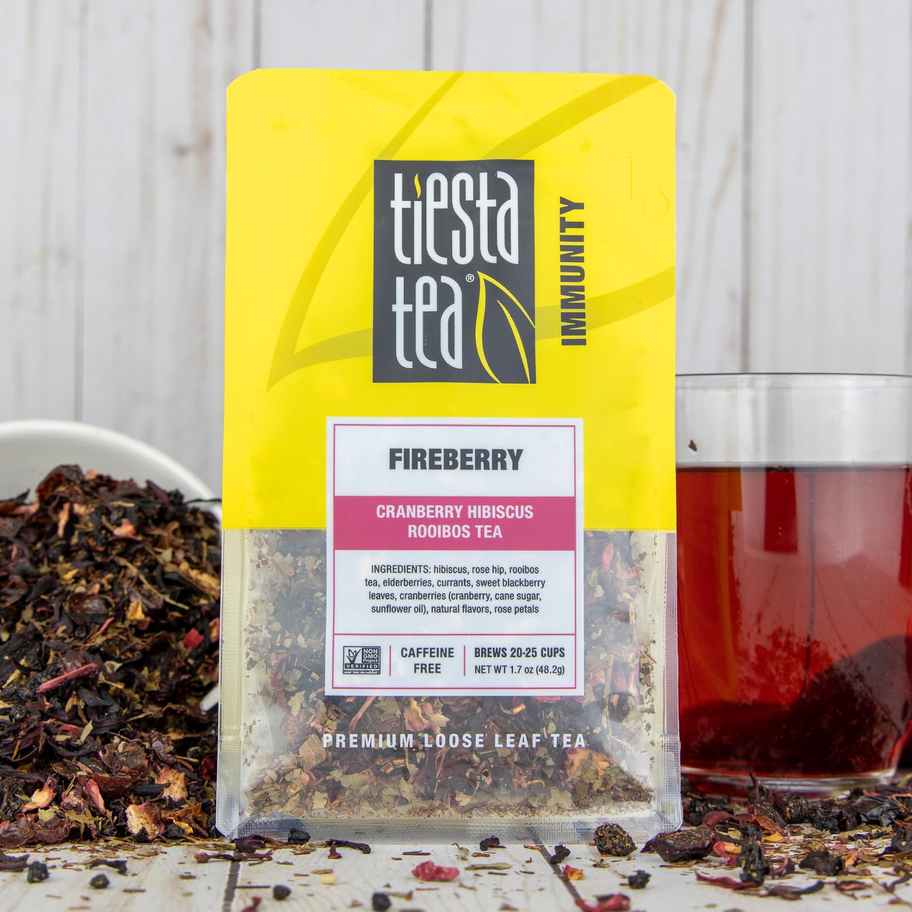 Tiesta Tea Fireberry herbal tea with vibrant flavor for refreshingly hot or cold cups