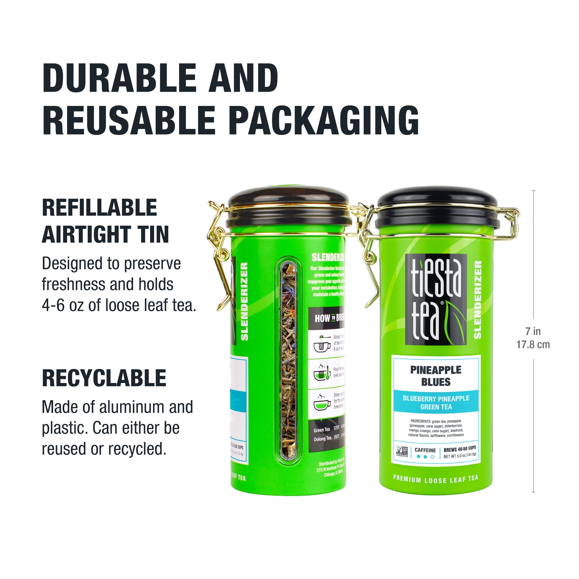 Tiesta Tea 5-ounce tin adds convenient, reusable storage for loose leaf