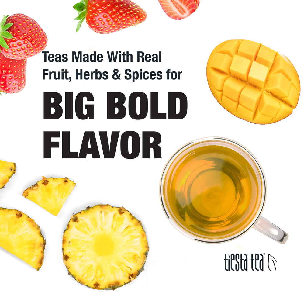 Pineapple chunks and mango in Fruity Paradise blend
