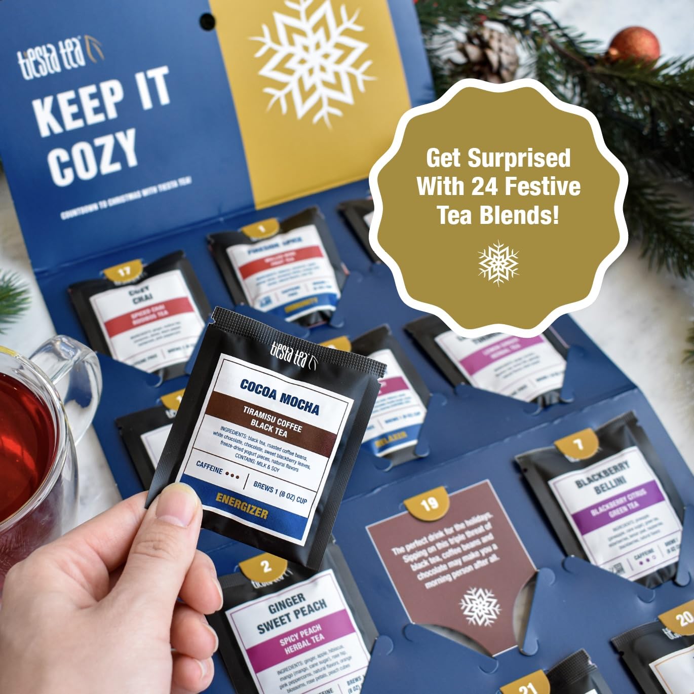 Tiesta Tea gift-ready packaging highlights holiday gifting appeal