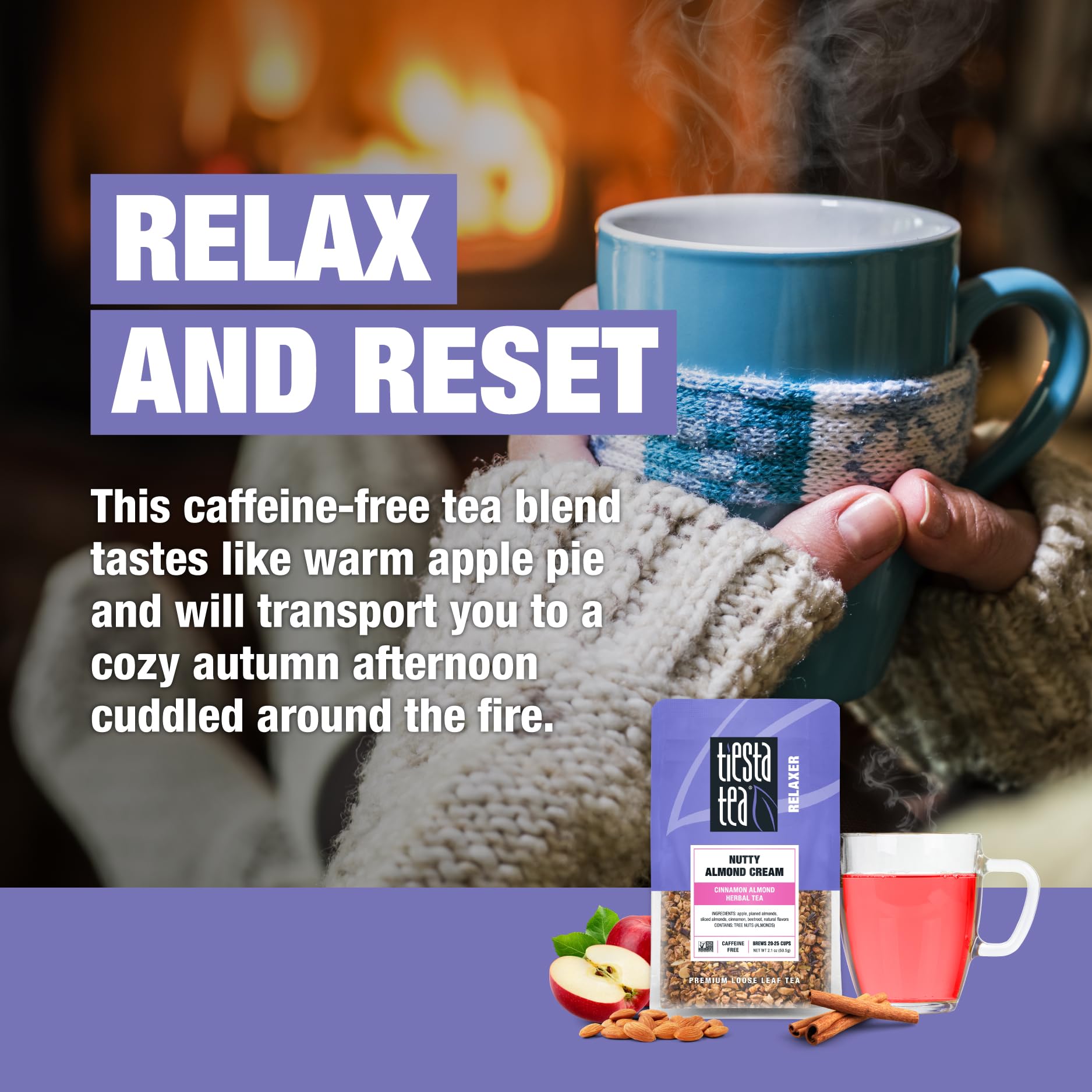 Tiesta Tea iced Nutty Almond Cream in glass, refreshing cold brew option.