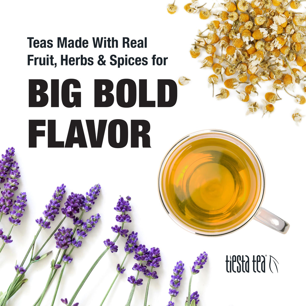Tiesta Tea Lavender Chamomile hot or iced brew ready to enjoy.