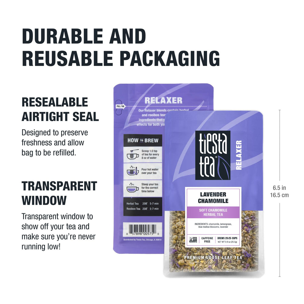 Tiesta Tea Lavender Chamomile nighttime relaxation ritual imagery.