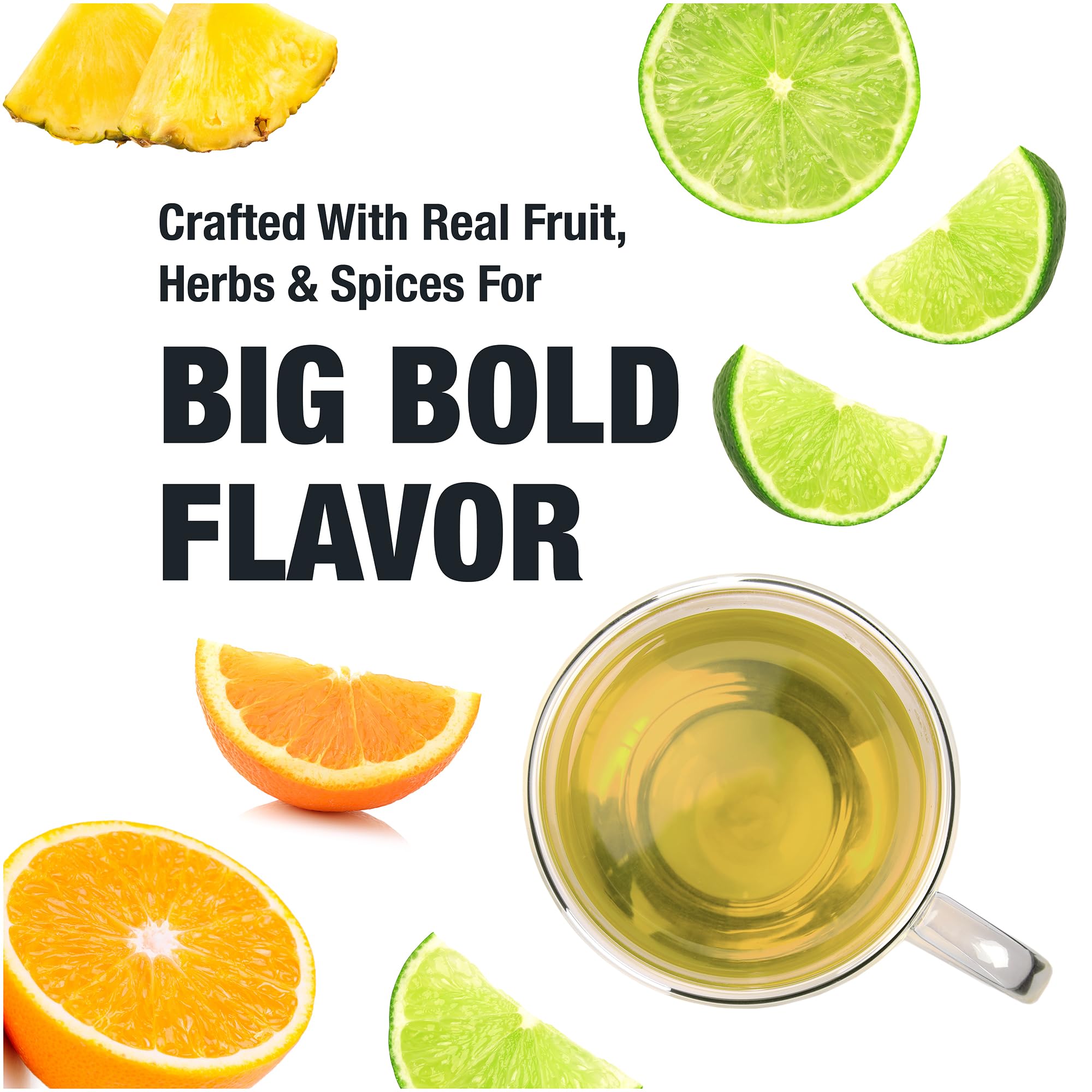 Iced glass of Limeade Livin tea with lime slices for cooling refreshment