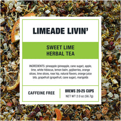 Tiesta Tea Limeade Livin loose-leaf tea ready for hot or iced preparations