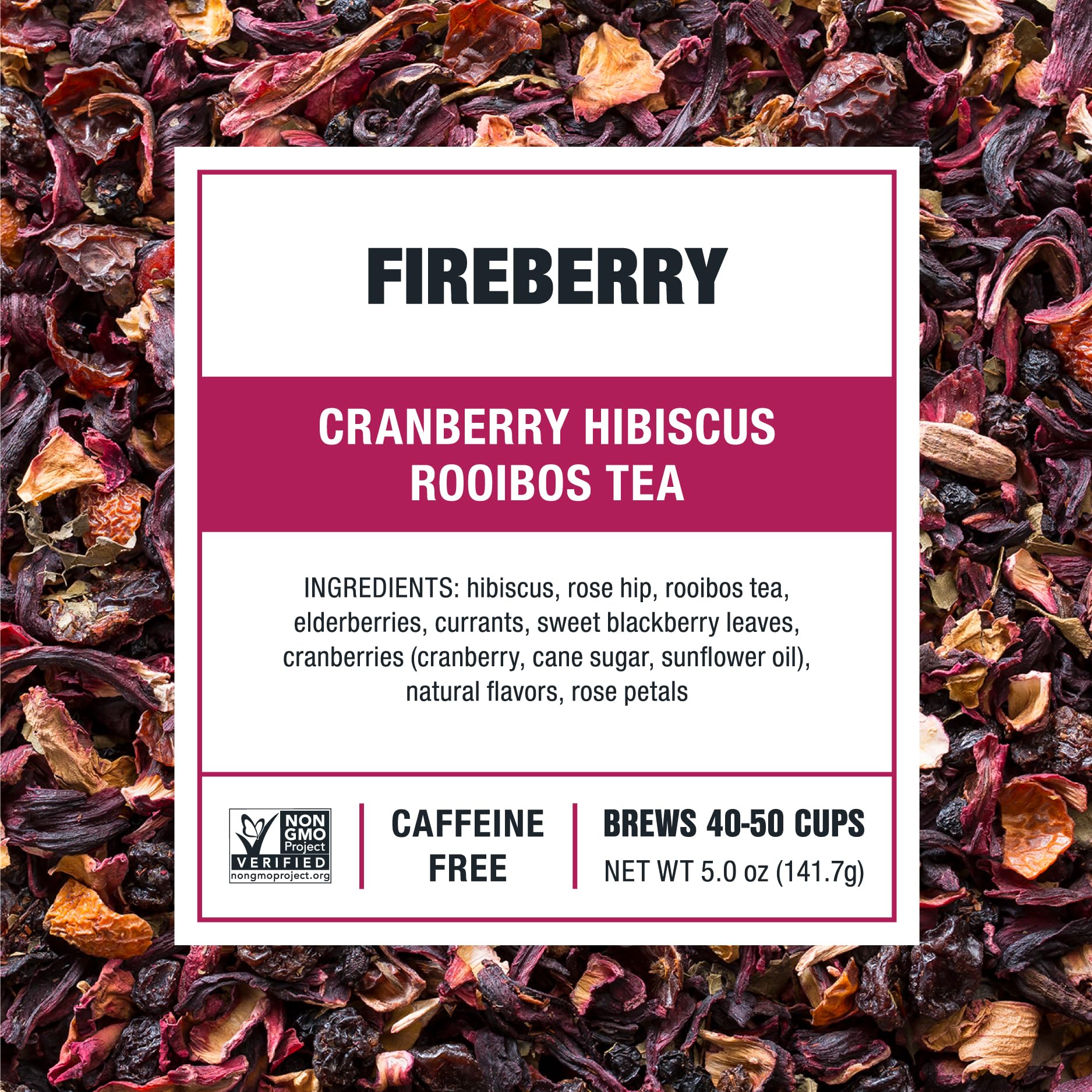 Tiesta Tea loose leaf Cranberry Hibiscus image highlighting premium ingredients.