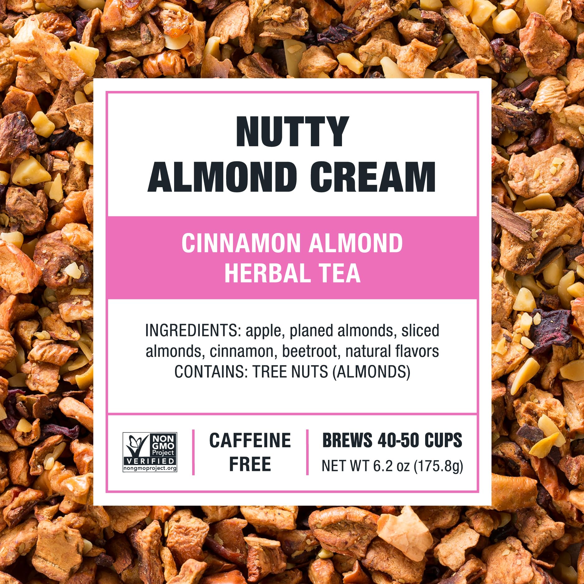 Cup steeping Nutty Almond Cream reveals warm cinnamon and almonds