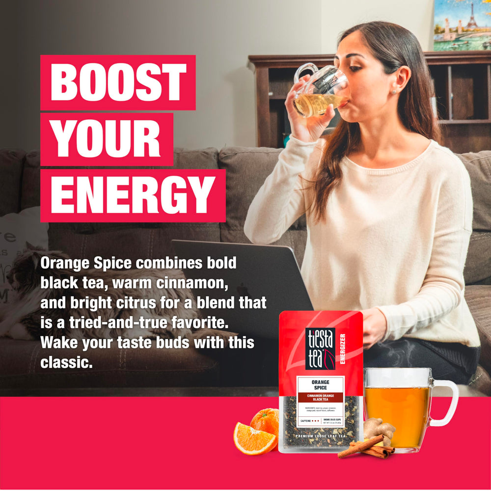 Tiesta Tea Orange Spice blend with cinnamon and ginger for warm spice