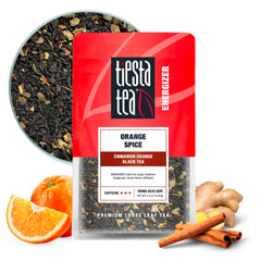 Tiesta Tea Orange Spice loose leaf in resealable pouch for energizing mornings