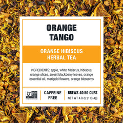 Tiesta Tea Orange Tango 4oz tin showcases premium, refillable packaging.