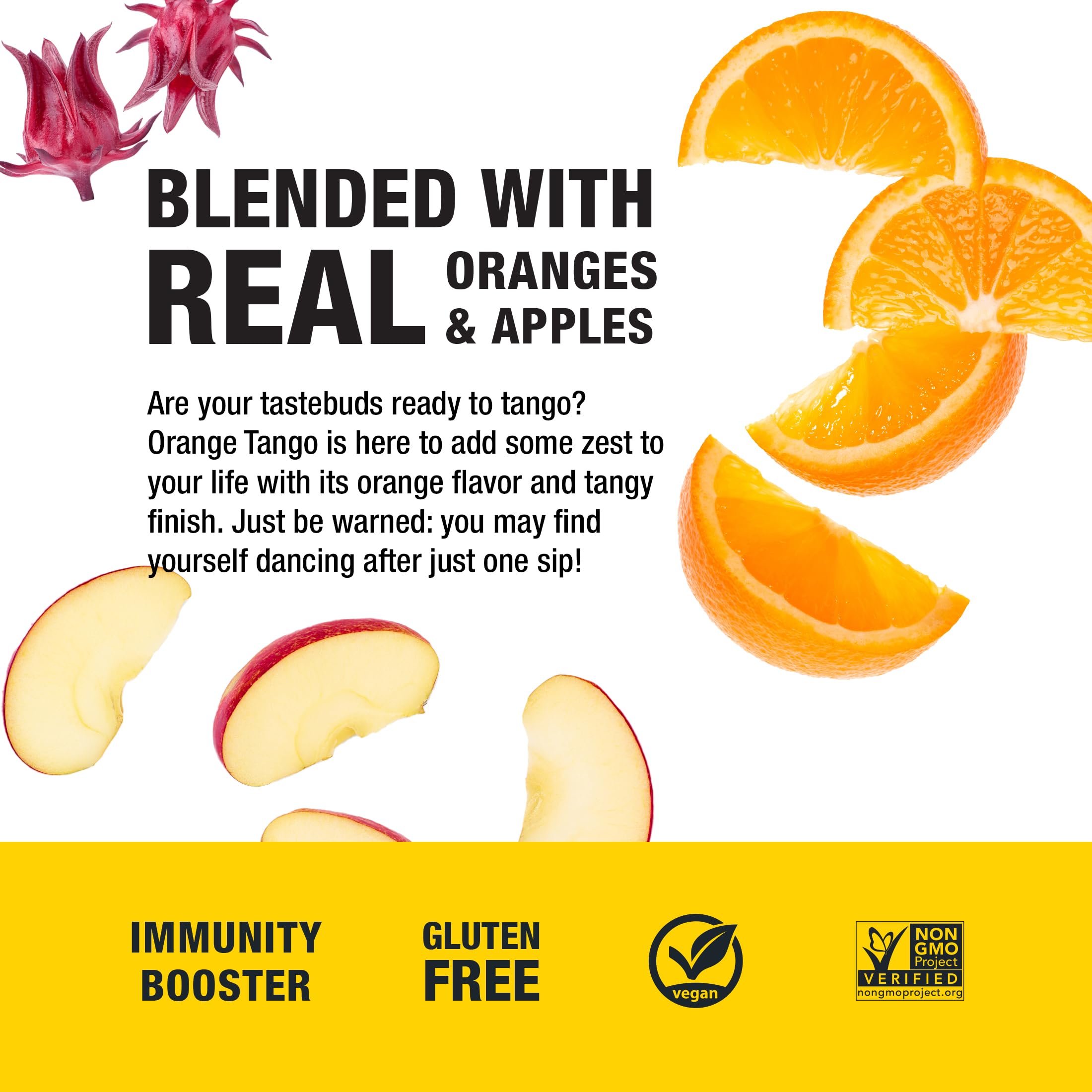 Tiesta Tea Orange Tango fruity herbal blend with hibiscus and orange notes.