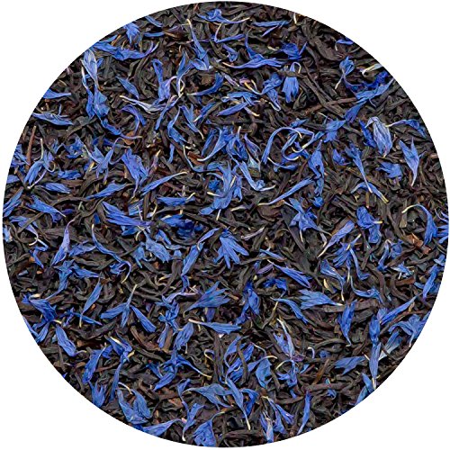 Tiesta Tea premium loose-leaf blend with cornflowers enhances color and aroma.