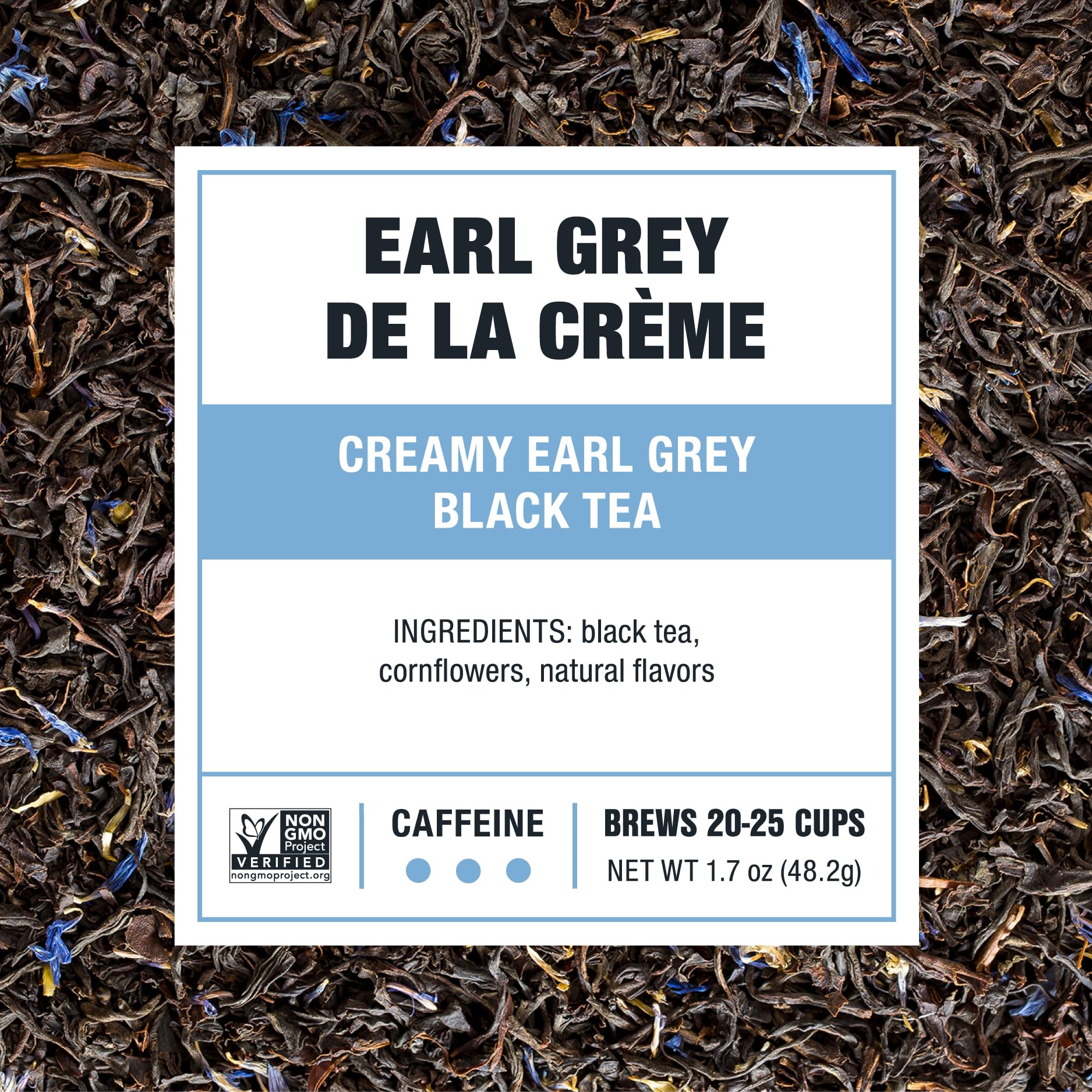 Tiesta Tea premium loose leaf blend with vanilla notes and cornflowers.