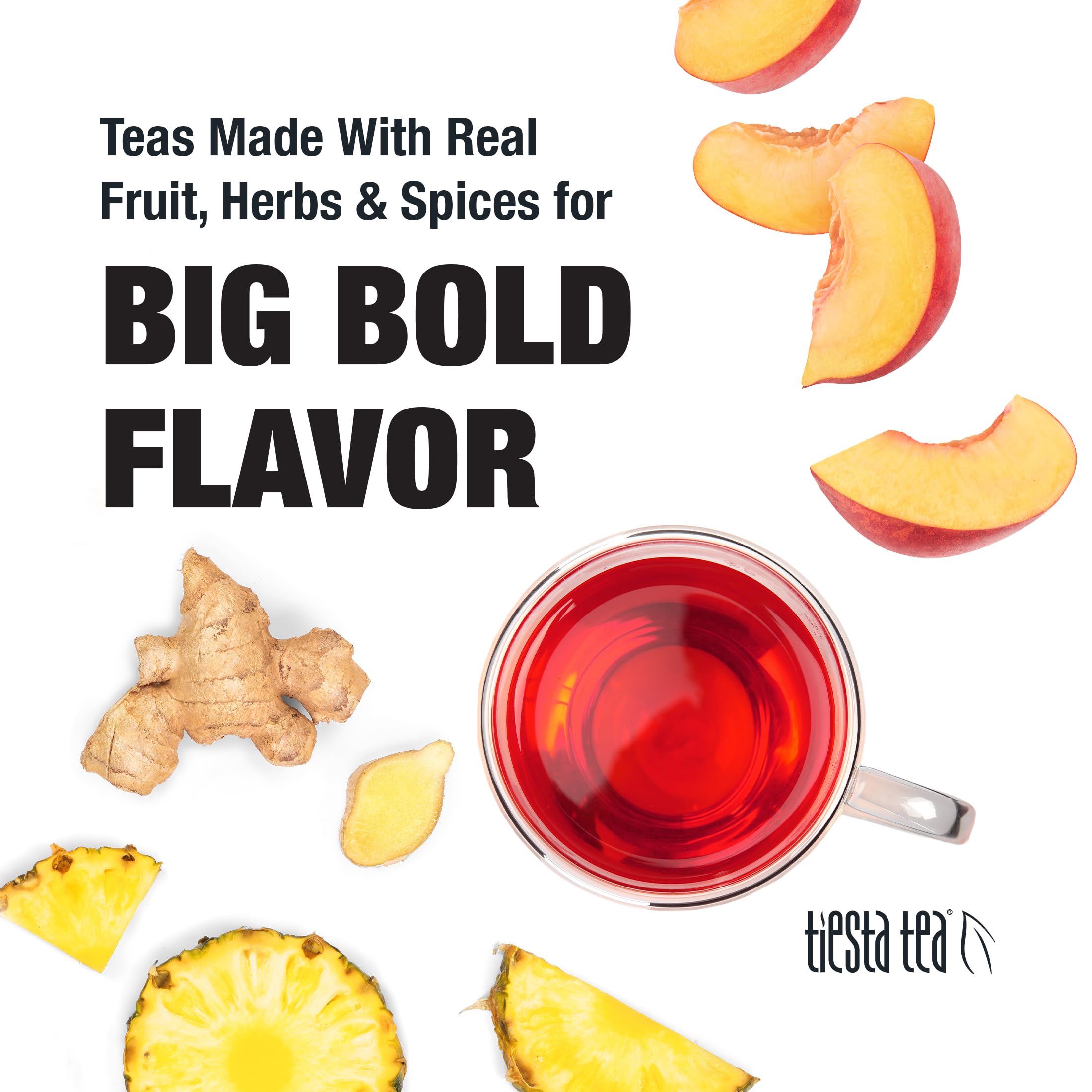 Tiesta Tea premium loose leaf ingredients shown, showcasing quality and freshness.