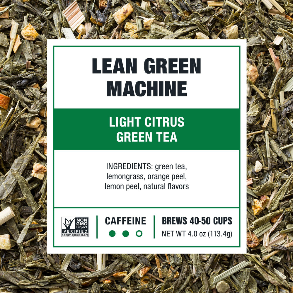 Tiesta Tea Premium Loose Leaf Tea Brew showcases vibrant greens and complex aroma.