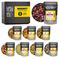 Tiesta Tea sampler eight blends front view showcases variety for hot or iced brews