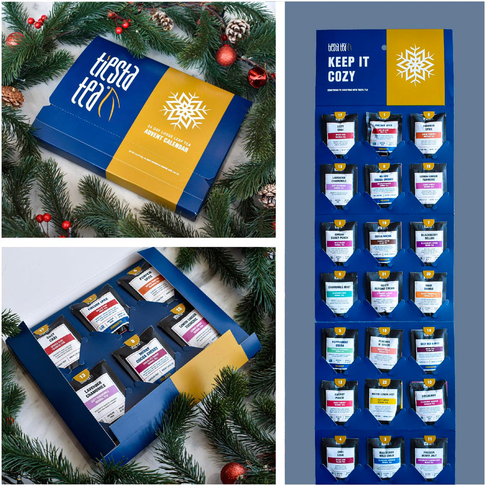 Tiesta Tea seasonal flavors close-up for cozy winter sips