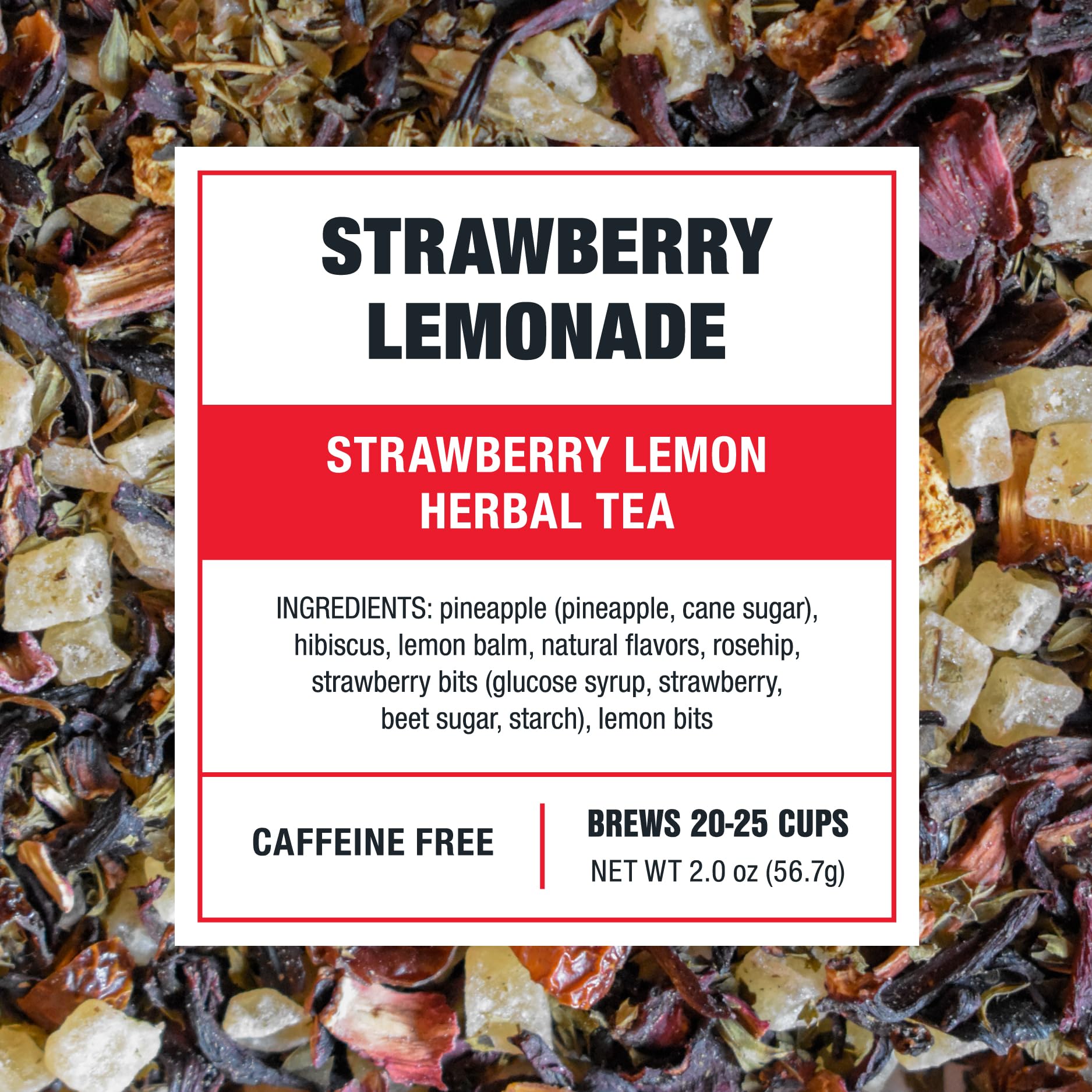Tiesta Tea Strawberry Lemonade hot cup shows caffeine-free comfort.