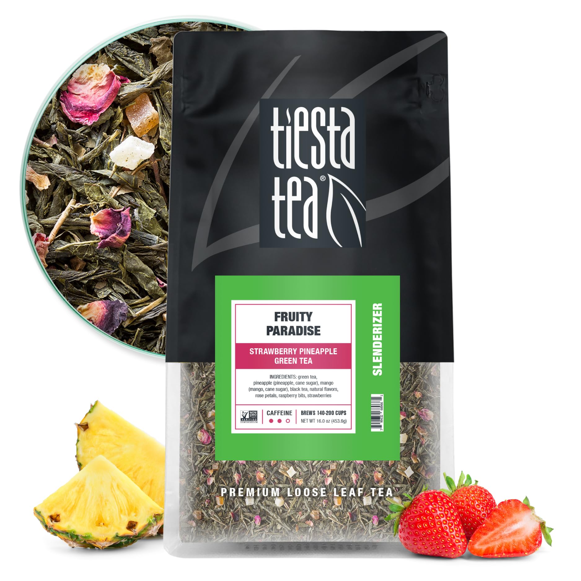 Tiesta Tea strawberry pineapple green tea bulk pouch ready for long-lasting freshness